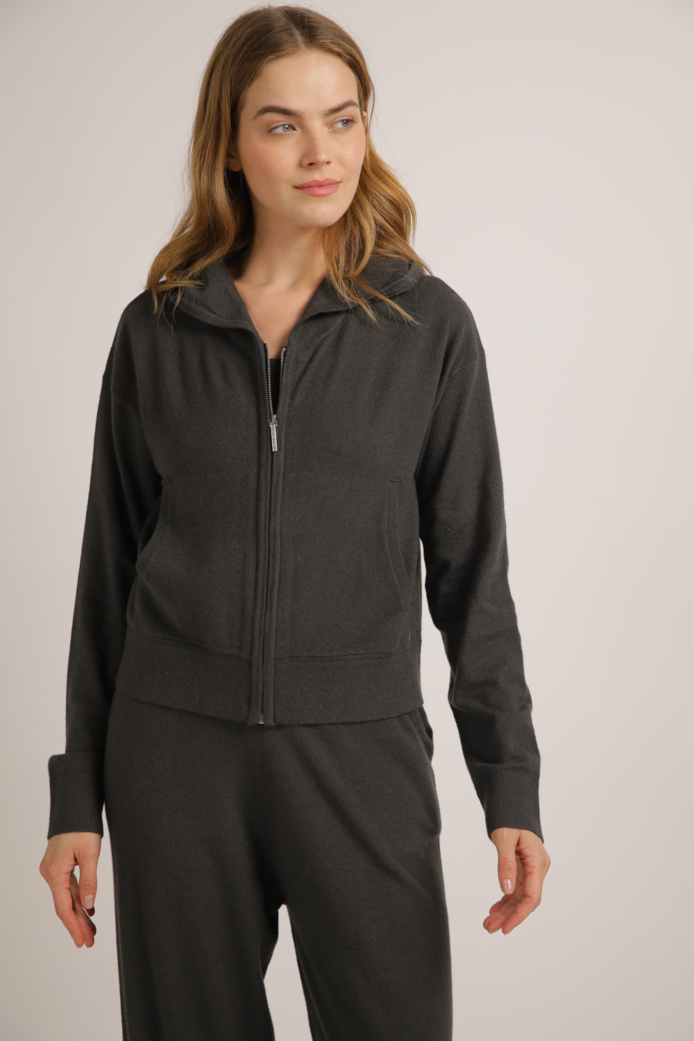 Knitted Zipped Hoodie