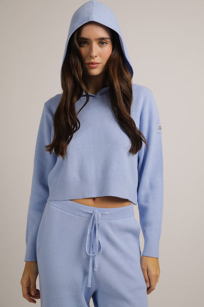 Knitted Rib Crop Hoodie