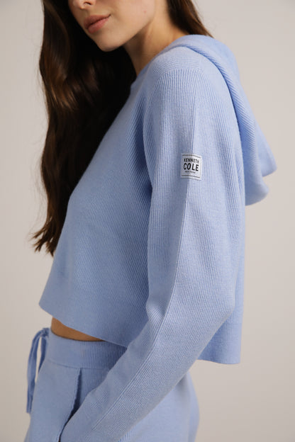 Knitted Rib Crop Hoodie