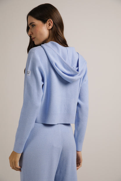 Knitted Rib Crop Hoodie