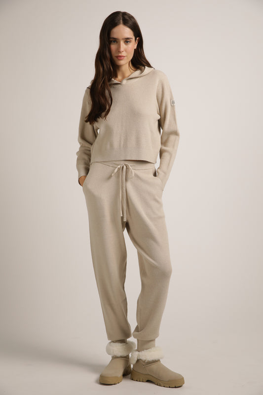 Knitted Rib Crop Hoodie