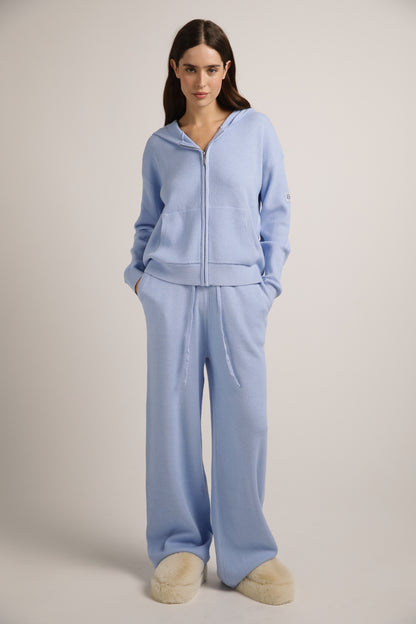 Knitted Rib Zipped Hoodie