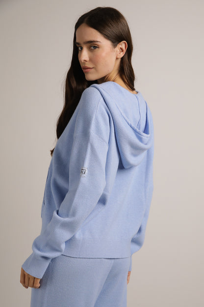 Knitted Rib Zipped Hoodie