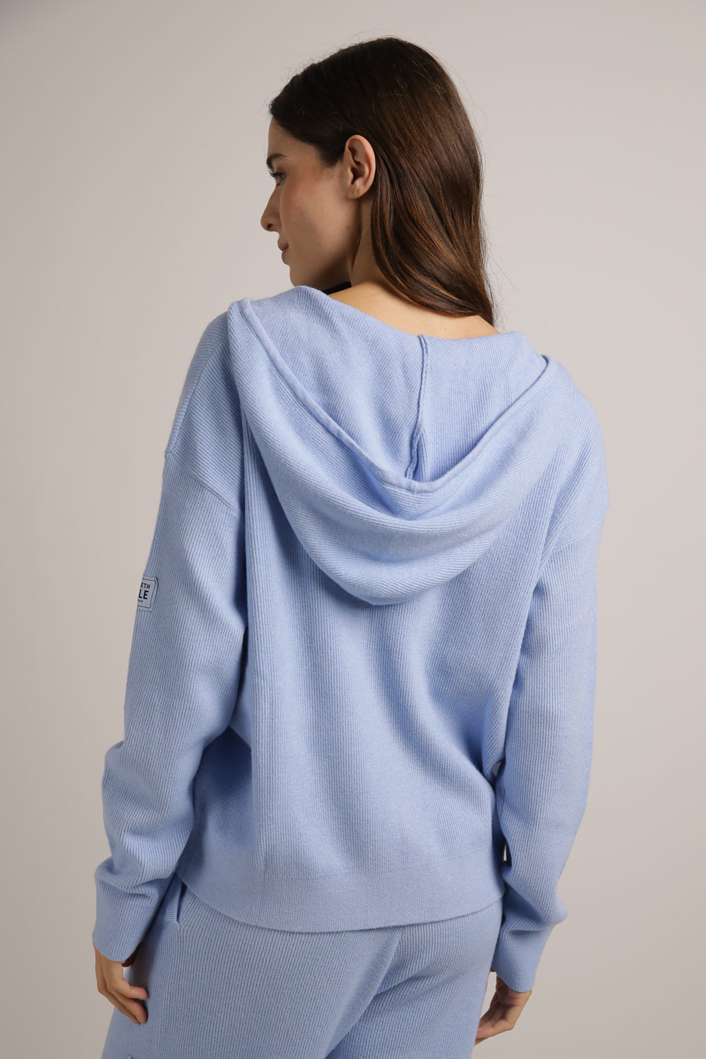 Knitted Rib Zipped Hoodie