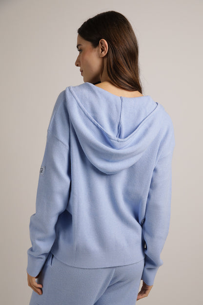 Knitted Rib Zipped Hoodie