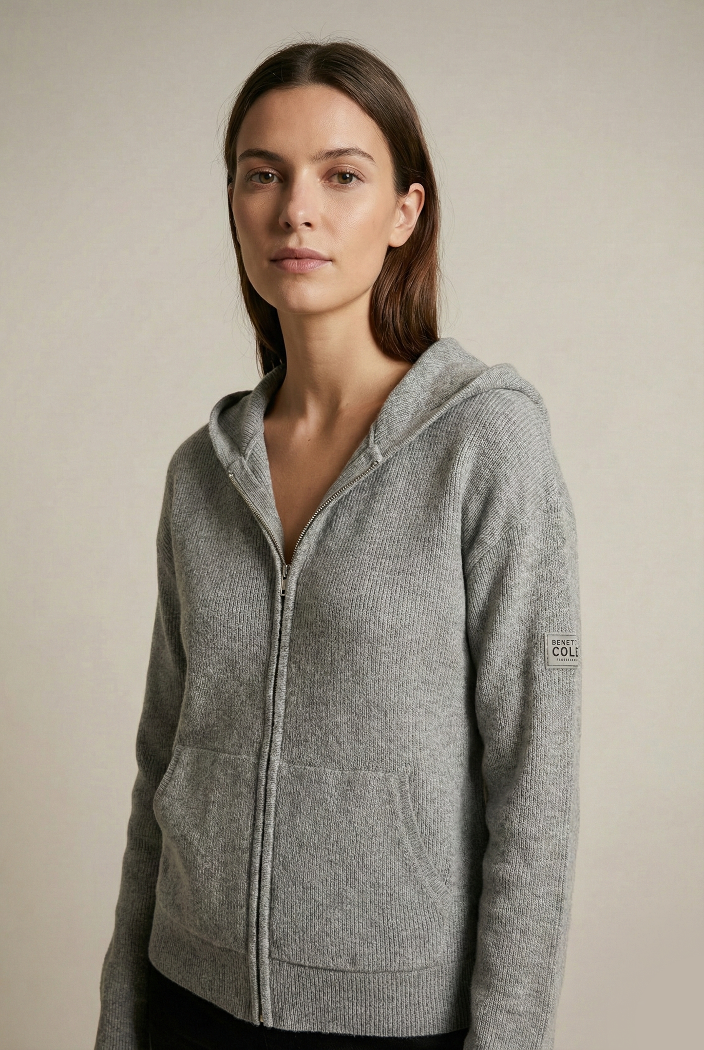Knitted Rib Zipped Hoodie