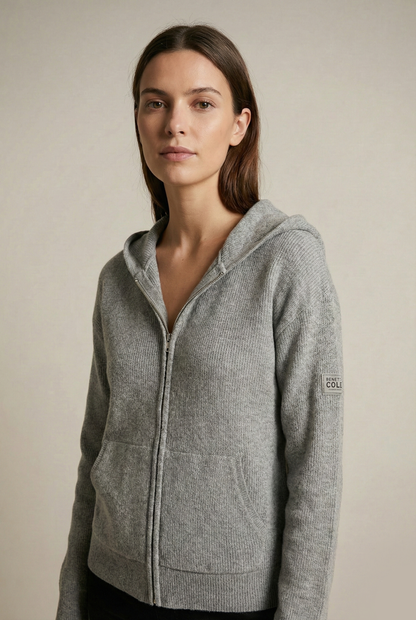 Knitted Rib Zipped Hoodie