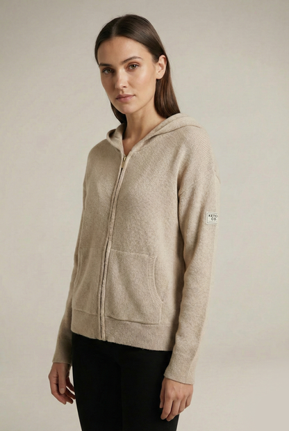 Knitted Rib Zipped Hoodie