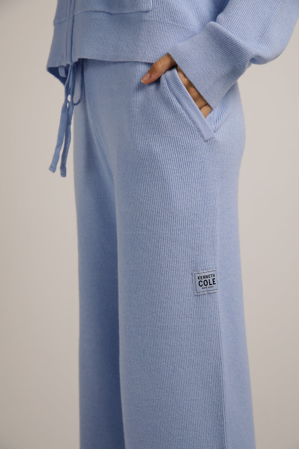 Knitted Rib Wide Leg Pants
