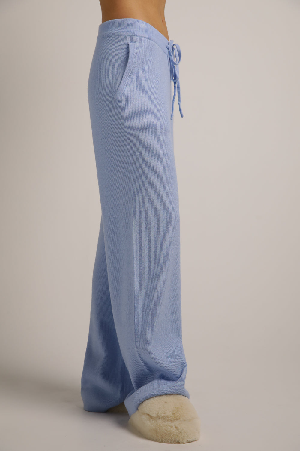 Knitted Rib Wide Leg Pants
