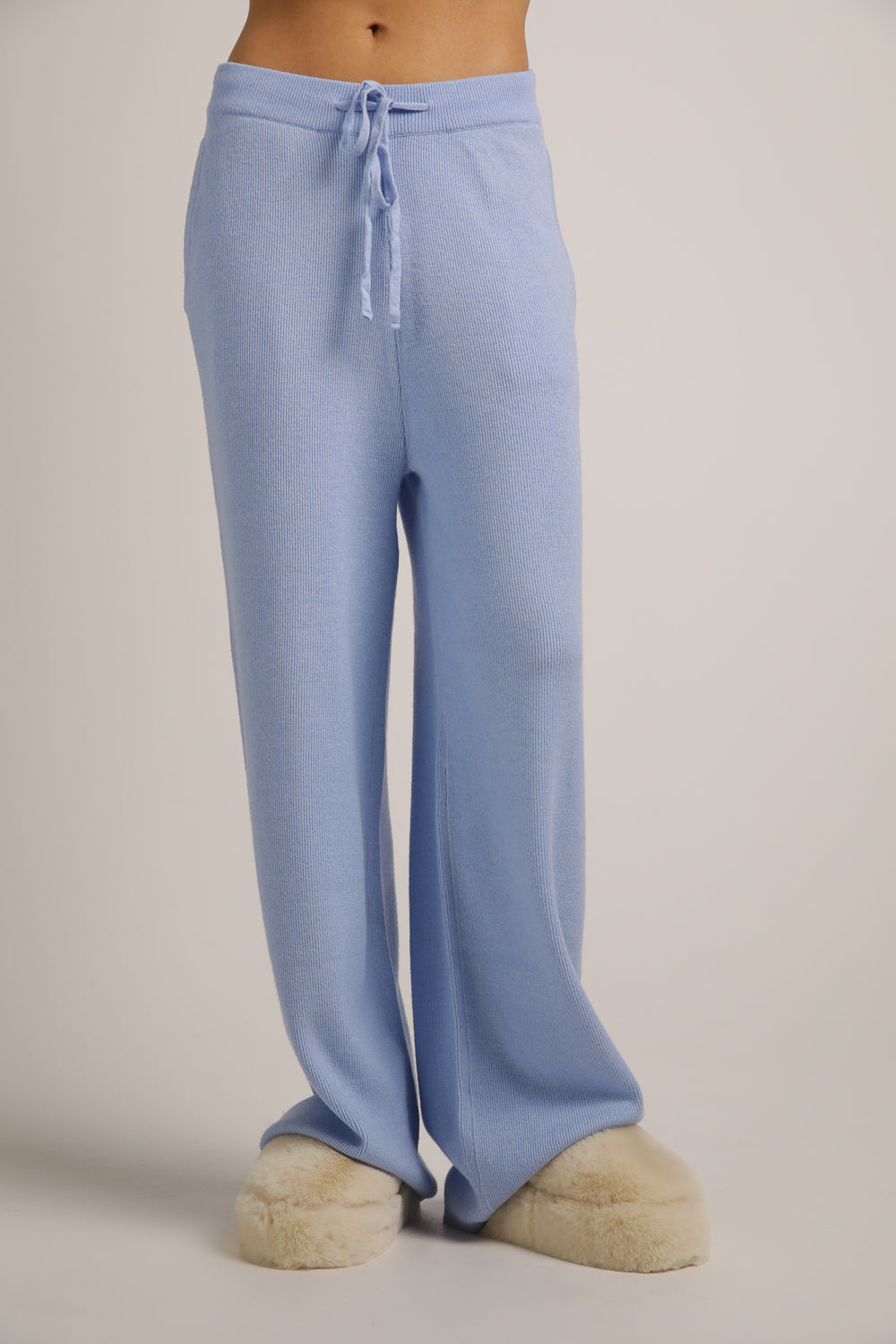 Knitted Rib Wide Leg Pants
