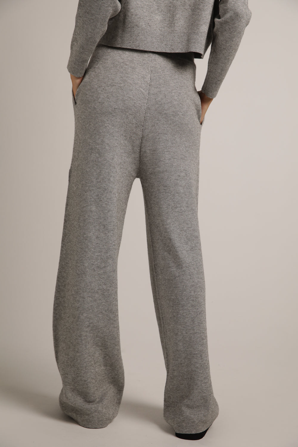 Knitted Rib Wide Leg Pants
