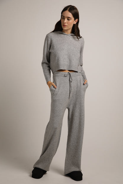 Knitted Rib Wide Leg Pants
