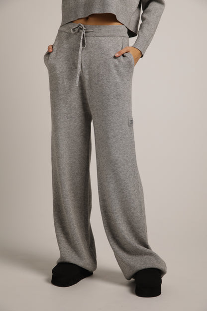 Knitted Rib Wide Leg Pants
