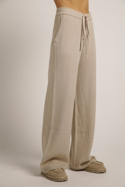 Knitted Rib Wide Leg Pants
