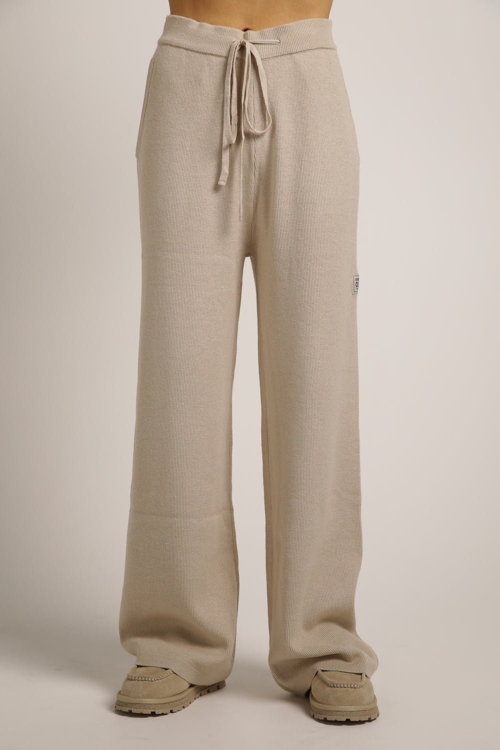 Knitted Rib Wide Leg Pants
