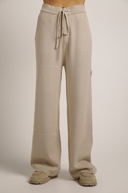 Knitted Rib Wide Leg Pants
