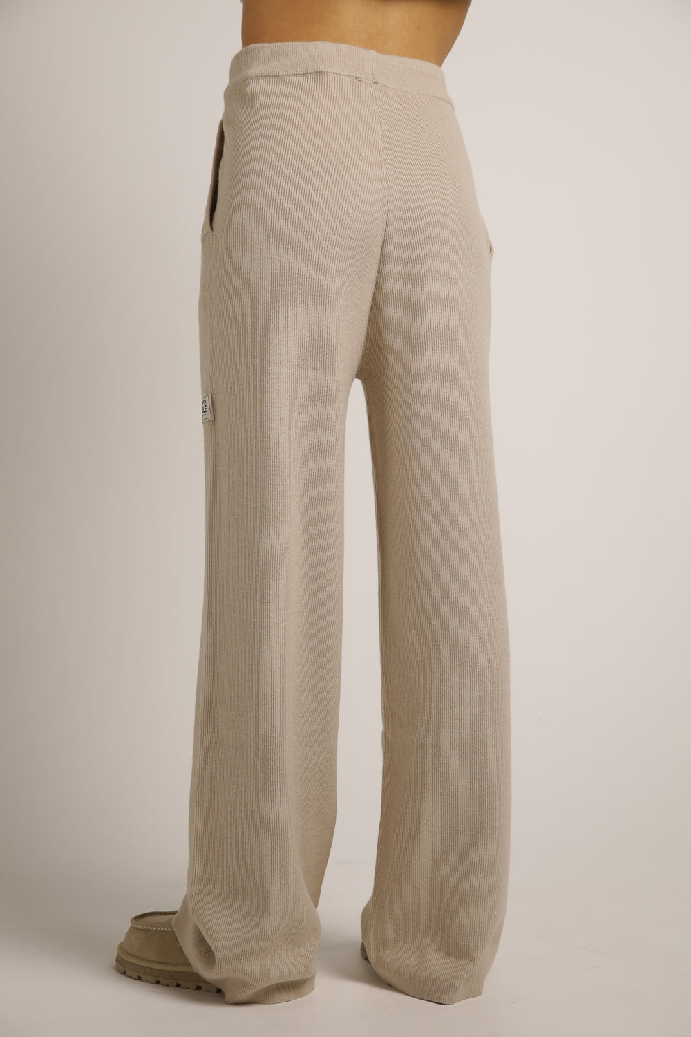 Knitted Rib Wide Leg Pants
