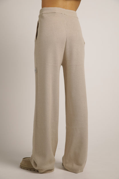 Knitted Rib Wide Leg Pants
