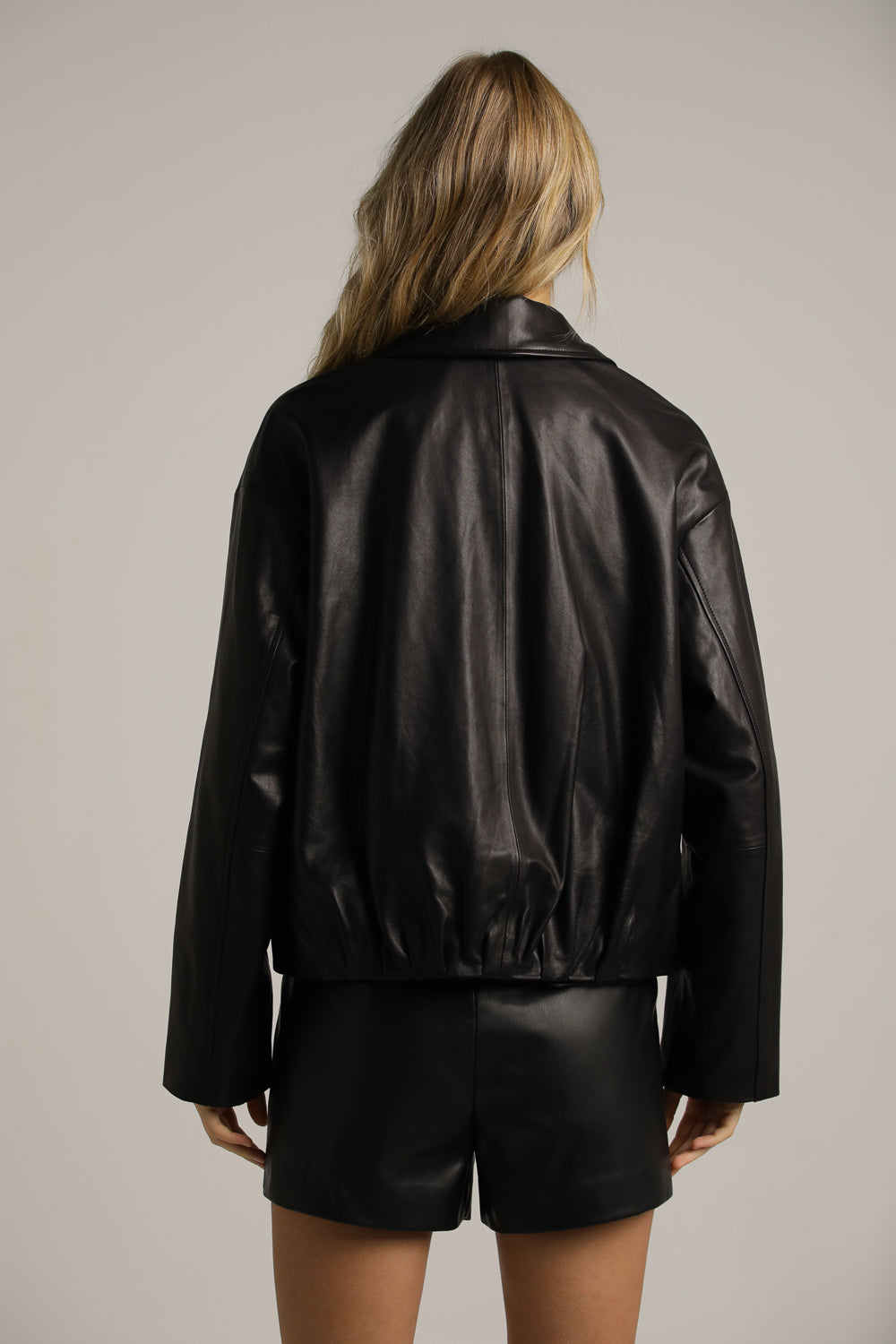 Bomber-Fit Leather Jacket