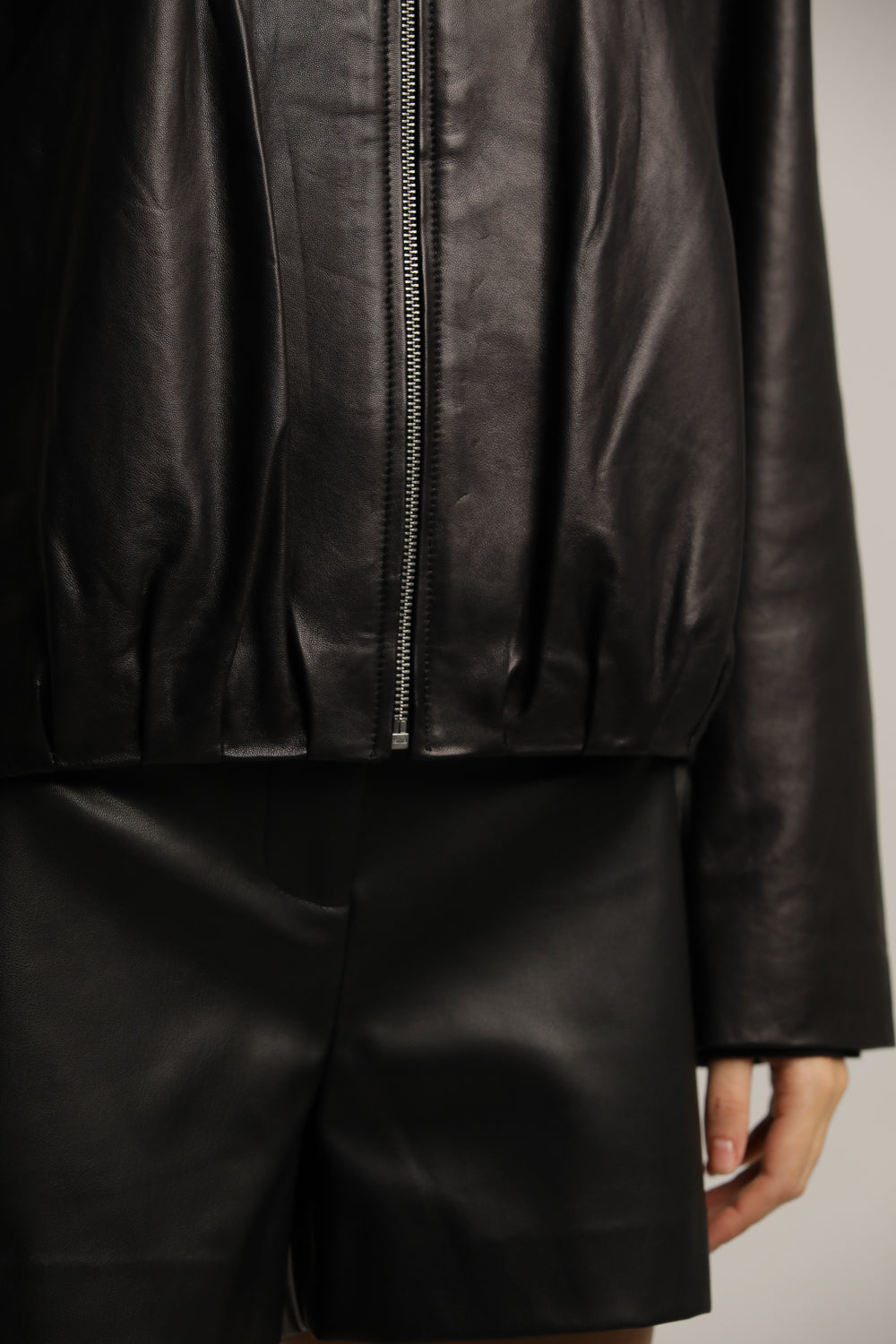 Bomber-Fit Leather Jacket
