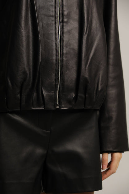 Bomber-Fit Leather Jacket