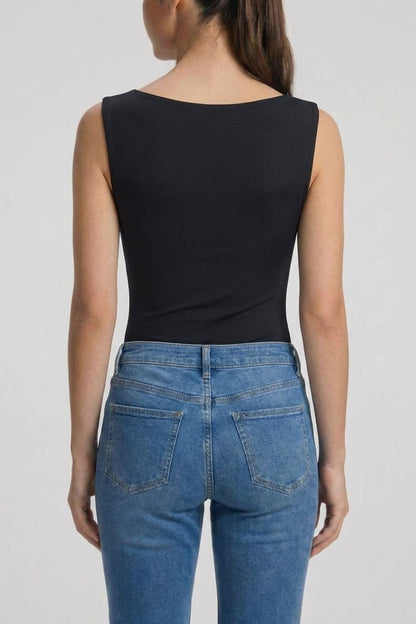 Boat Neck Bodysuit With Inner Shelf
