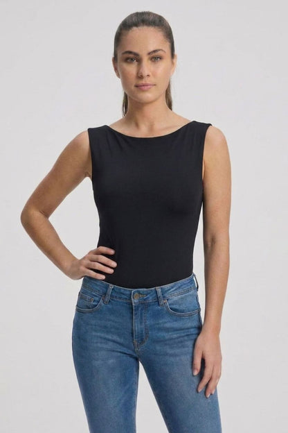 Boat Neck Bodysuit With Inner Shelf