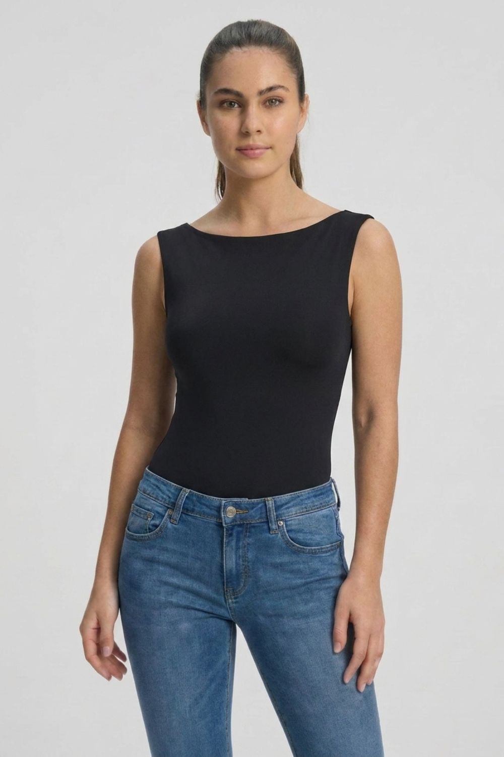 Boat Neck Bodysuit With Inner Shelf
