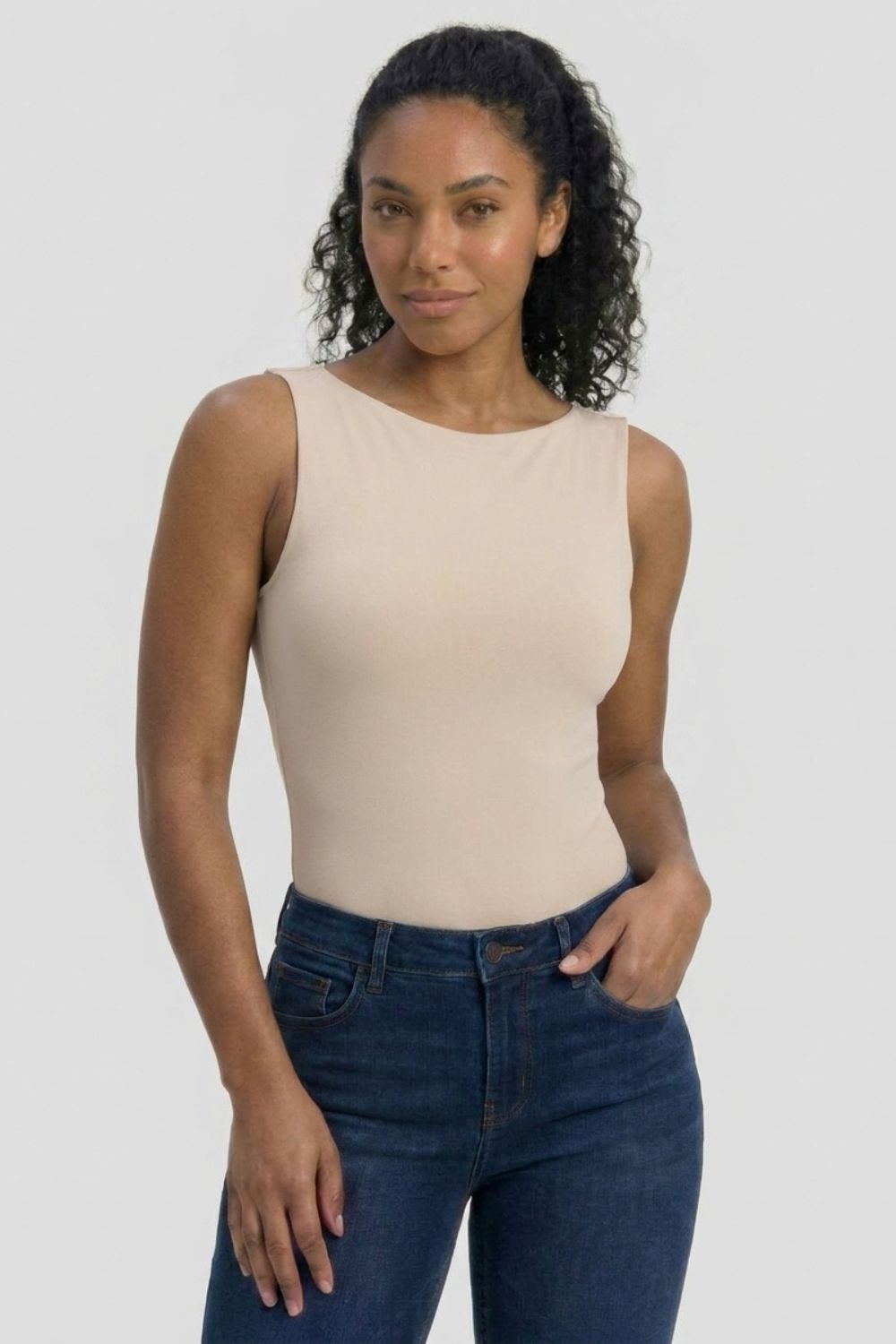 Boat Neck Bodysuit With Inner Shelf