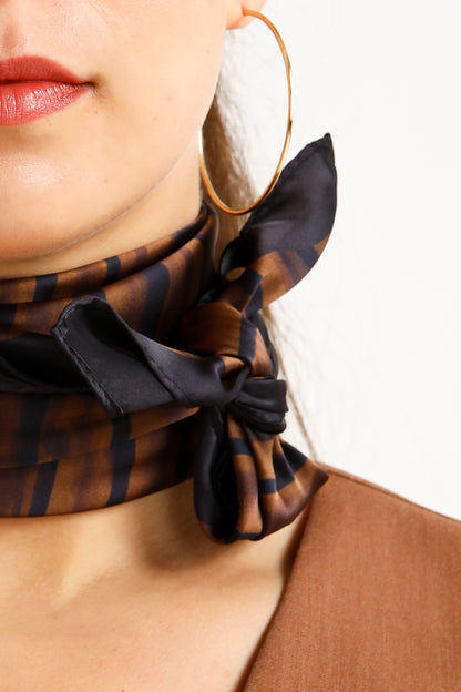 Brown Black Stripe Scarf