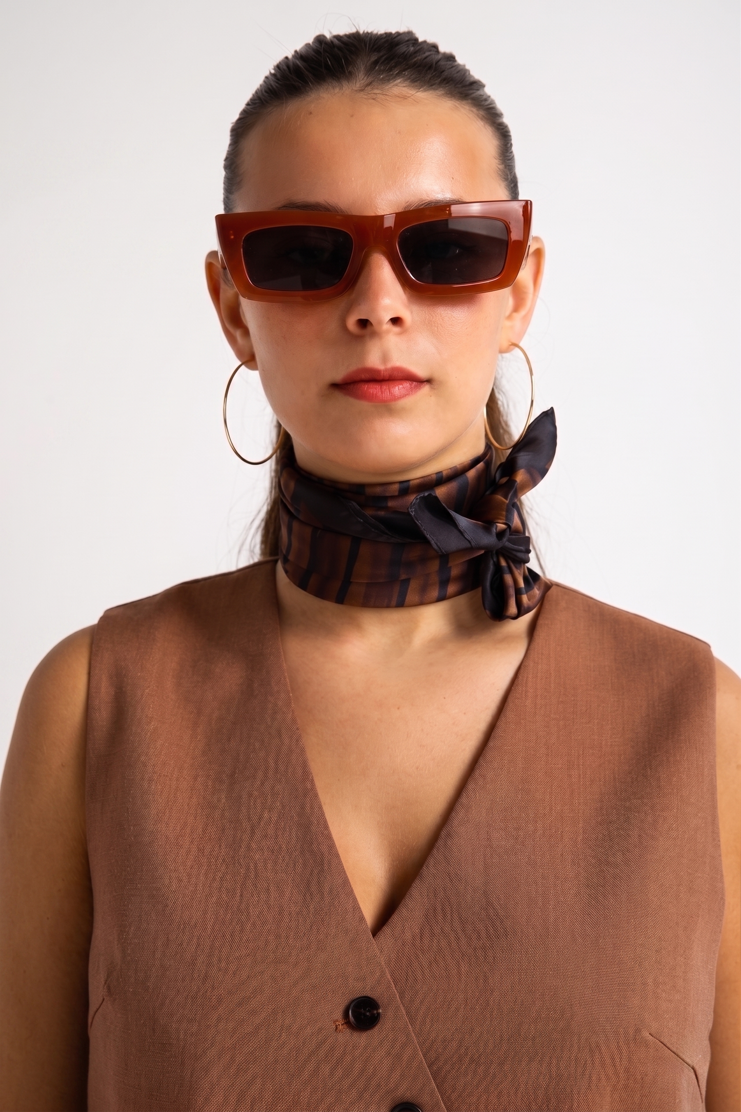 Brown Black Stripe Scarf