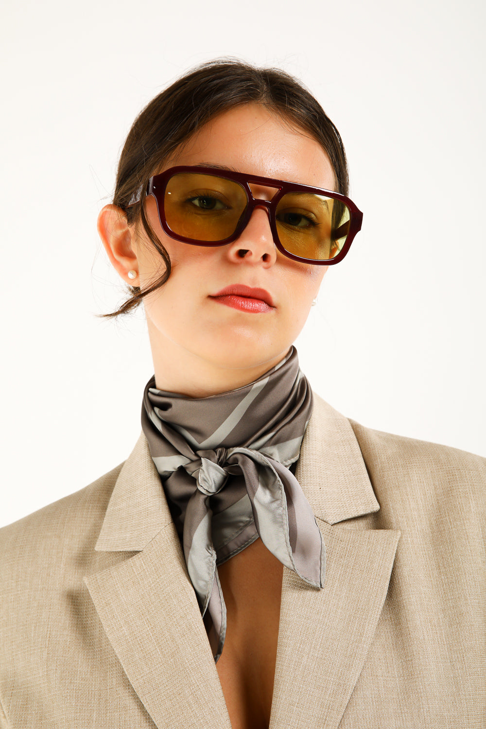 Geometric Print Logo Scarf