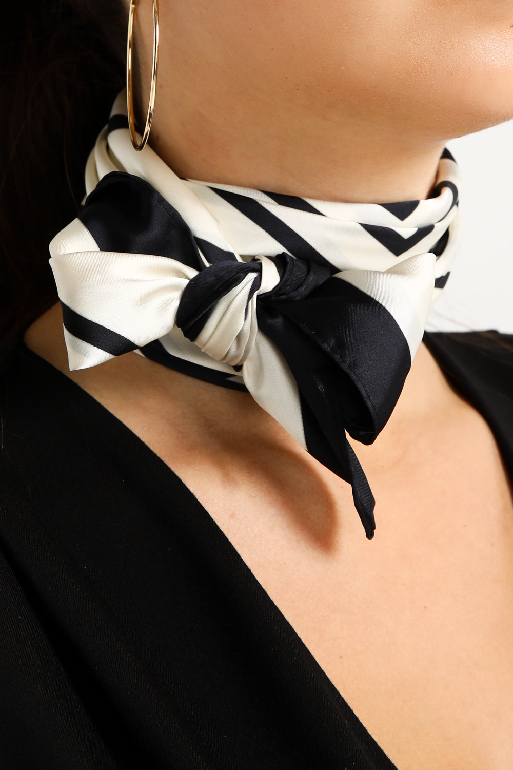 Cream Geometric Logo Scarf