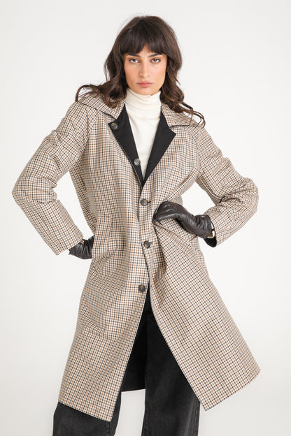 Reversible Check Trench Coat