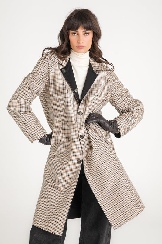 Reversible Check Trench Coat
