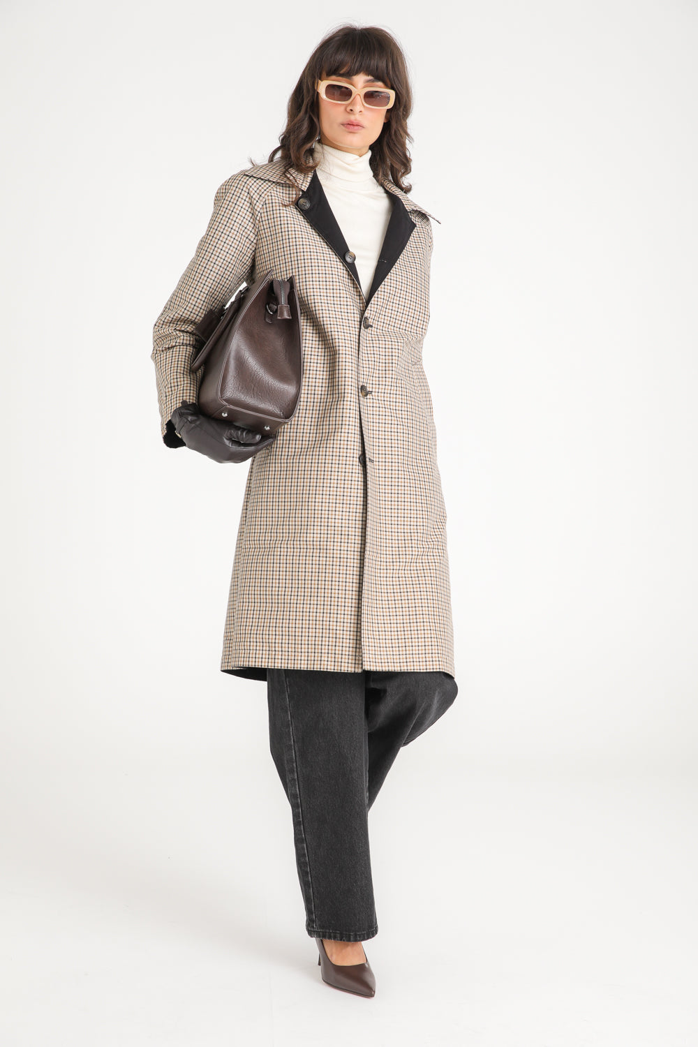 Reversible Check Trench Coat