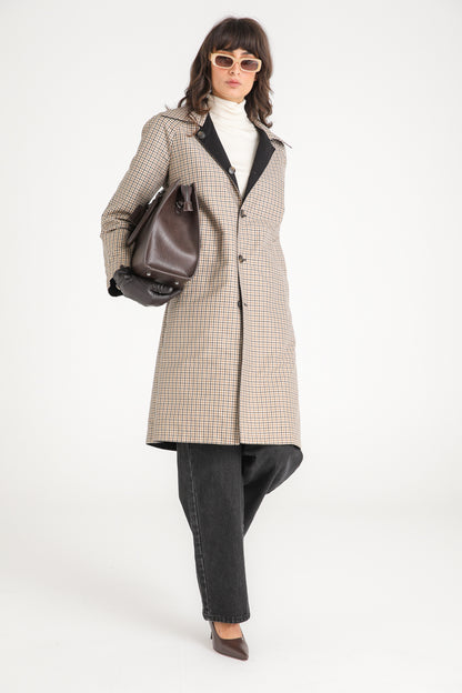 Reversible Check Trench Coat