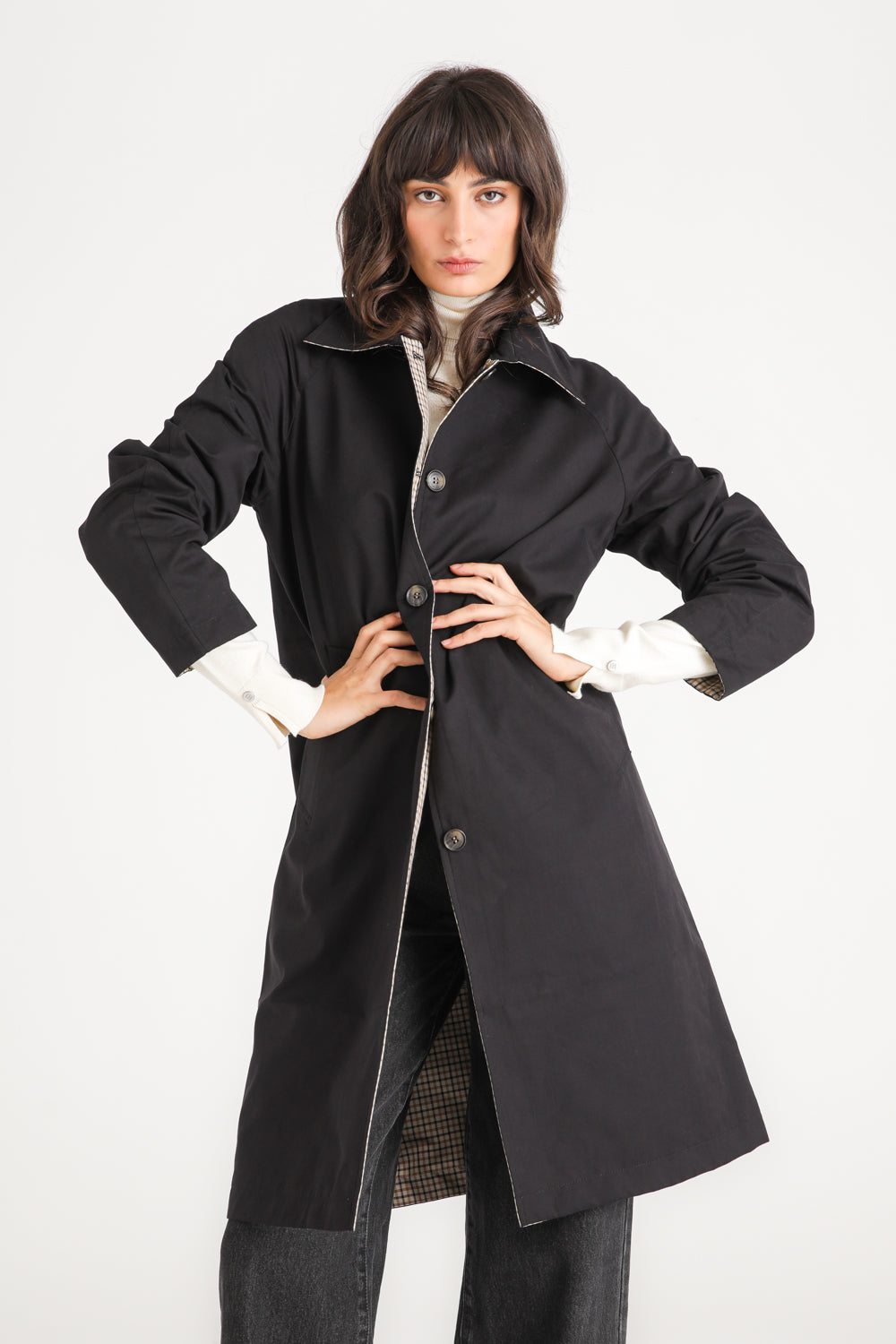 Reversible Check Trench Coat