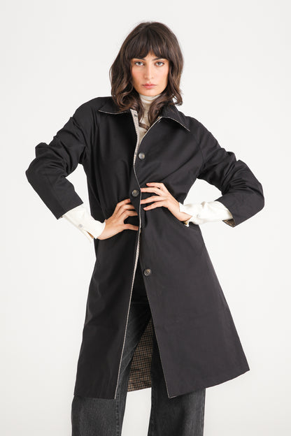 Reversible Check Trench Coat