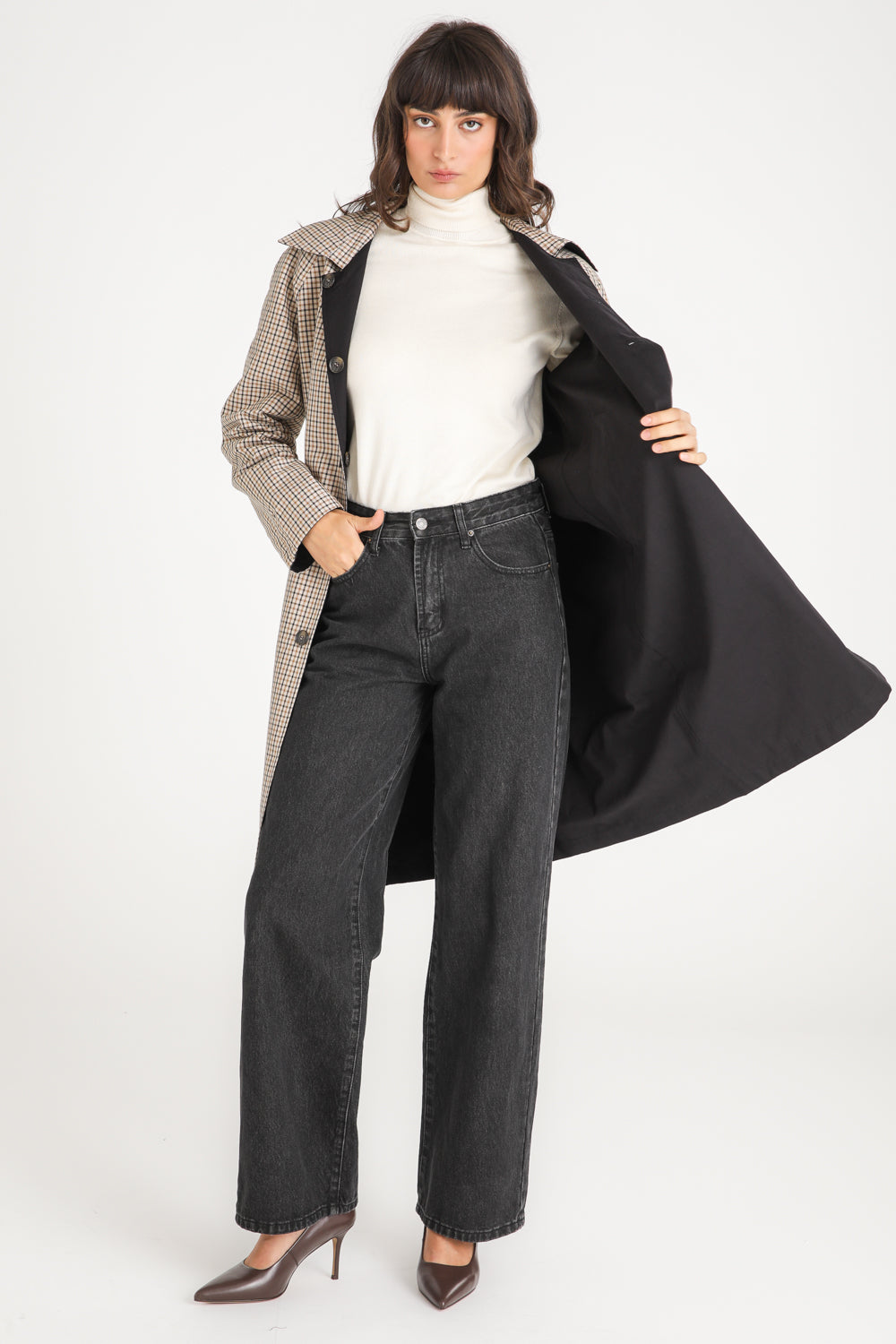 Reversible Check Trench Coat