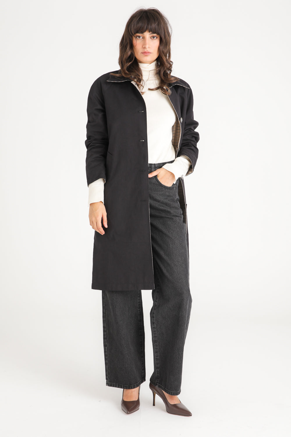 Reversible Check Trench Coat